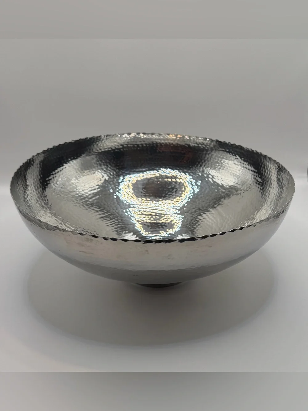 Crate & Barrel Large Astor Hammered Silver Bowl 10.5”